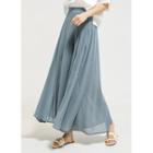 Pintuck Flared Chiffon Culottes