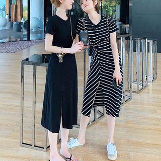 Short-sleeve Split-hem Dress