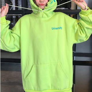 Letter Hooded Loose-fit Long-sleeve Top