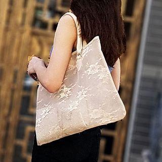 Floral Mesh Shopper Bag Nude Pink - One Size