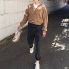 Plain Cardigan / High-waist Straight-fit Jeans