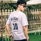 Lettering Back Applique Short Sleeve T-shirt