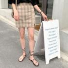 Slit-hem A-line Plaid Miniskirt