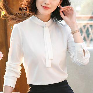 Faux Pearl Plain Blouse
