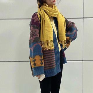 Patterned Knit Cardigan As Shown In Figure - One Size