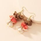 Petal Fabric Dangle Earring 1 Pair - Brown - One Size