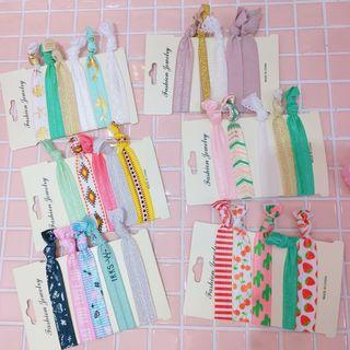 Set Of 5: Printed Knotted Hair Tie