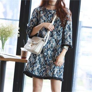 Fringe-edge Pattern Shift Dress