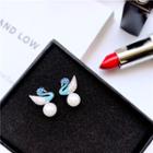 Faux Pearl Swan Earring 925silver - One Size