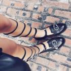 Genuine Leather Strappy Low-heel Pumps