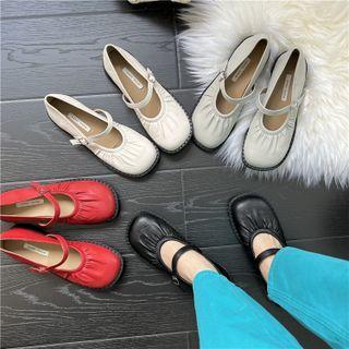 Plain Shirred Mary Jane Shoes