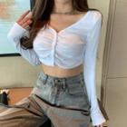 Long-sleeve Crop T-shirt White - One Size