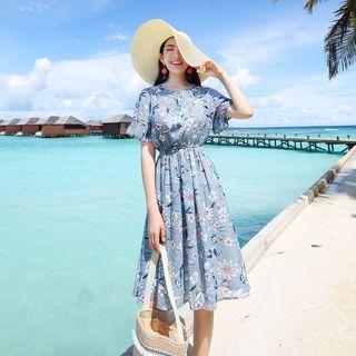 Short-sleeve Floral Midi Sundress