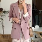 Peaked-lapel Double-breasted Blazer Magenta - One Size