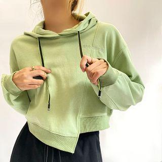 Asymmetrical Letter Embroidered Hoodie