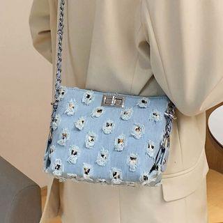 Ripped Denim Crossbody Bag