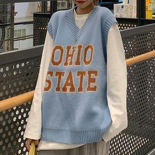 Plain Shirt / Long-sleeve T-shirt / Lettering Sweater Vest