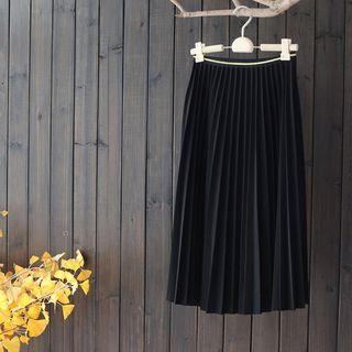 Accordion Pleated Midi Skirt Black - One Size