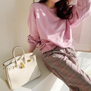 Drop-shoulder Pinky Sweatshirt Pink - One Size