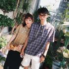 Couple Matching Hooded Plaid Top