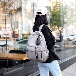 Nylon Strap-detail Pompom Backpack