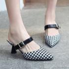 Houndstooth High Heel Pointed Mules