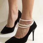 Faux Pearl Layered Anklet 0756 - White - One Size