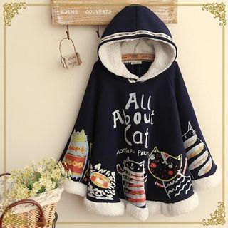 Embroidered Cat Hooded Jacket