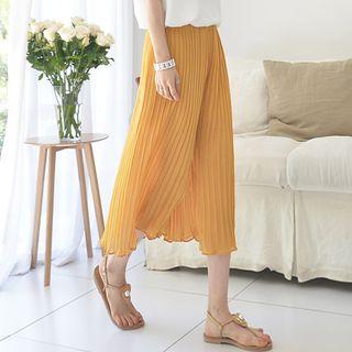 Accordion-pleat Chiffon Wide-leg Pants