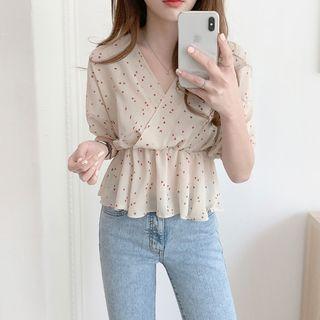 Short-sleeve Heart Pattern Blouse