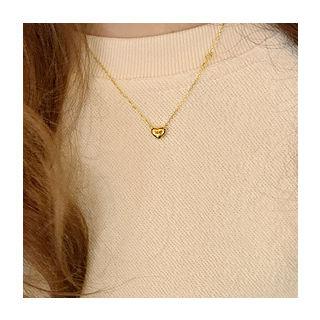 Letter Heart-pendant Silver Necklace