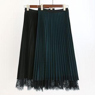 Reversible Pleated Mesh A-line Midi Skirt