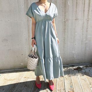 Ruffle-hem Maxi Empire Dress