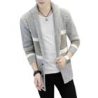 Shawl Collar Color Panel Buttoned Cardigan