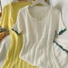 Collared Contrast-edge Knit Midi Dress