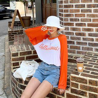 Letter Raglan Textured Loose-fit T-shirt