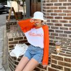 Letter Raglan Textured Loose-fit T-shirt