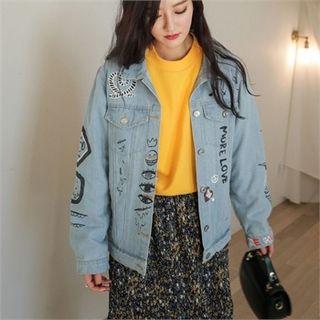 Multi-pocket Printing Denim Jacket
