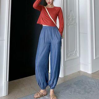 Long-sleeve Cropped T-shirt / Harem Pants