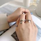 925 Sterling Silver Twisted Pendant Layered Open Ring