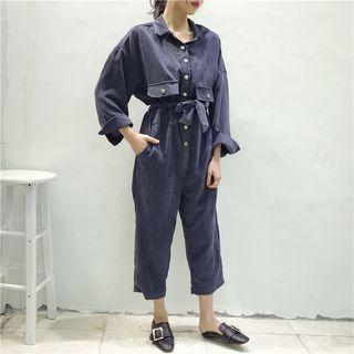 Corduroy Long-sleeve Jumpsuit