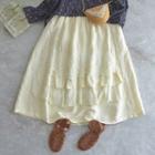 High-waist Layered Lace Skirt White - One Size
