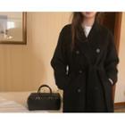 Double-breasted Woolen Coat With Sash One Size