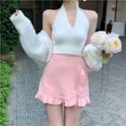 Halter Camisole Top / Cardigan / A-line Skort