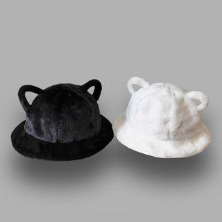Cat Ear Faux Fur Bucket Hat