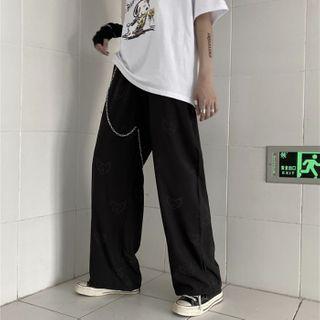Reflective Print Wide-leg Pants
