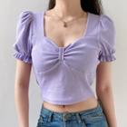 Balloon-sleeve Bow Cropped T-shirt