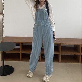 Denim Straight Leg Jumper Pants Blue - One Size