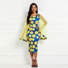 Flared Sleeve Printed Party Dress