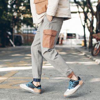 Color Block Drawstring Harem Pants